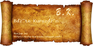 Büte Kurszán névjegykártya